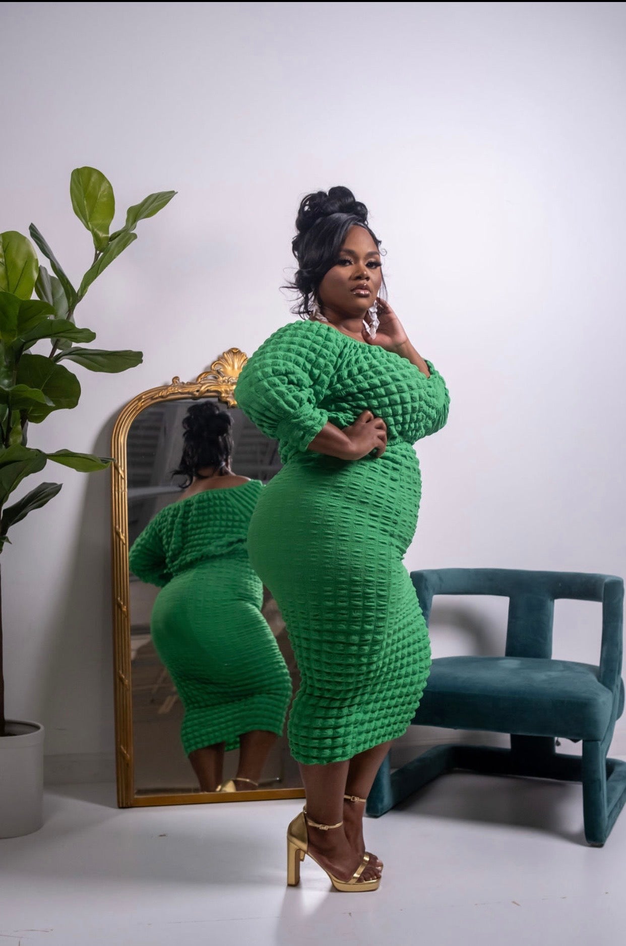 Green Magic Plus Size Two Piece Set