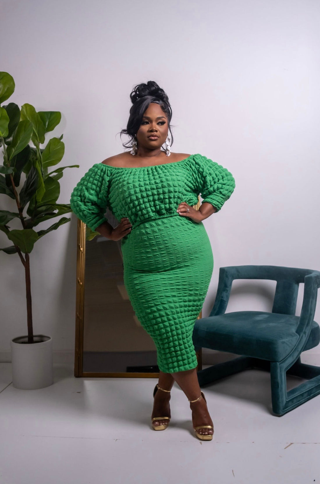 Green Magic Plus Size Two Piece Set