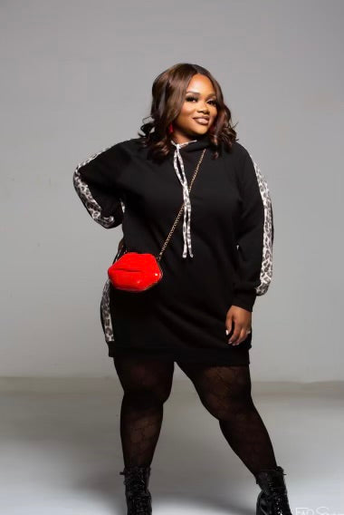 Plus Size Leopard Sweater Dress
