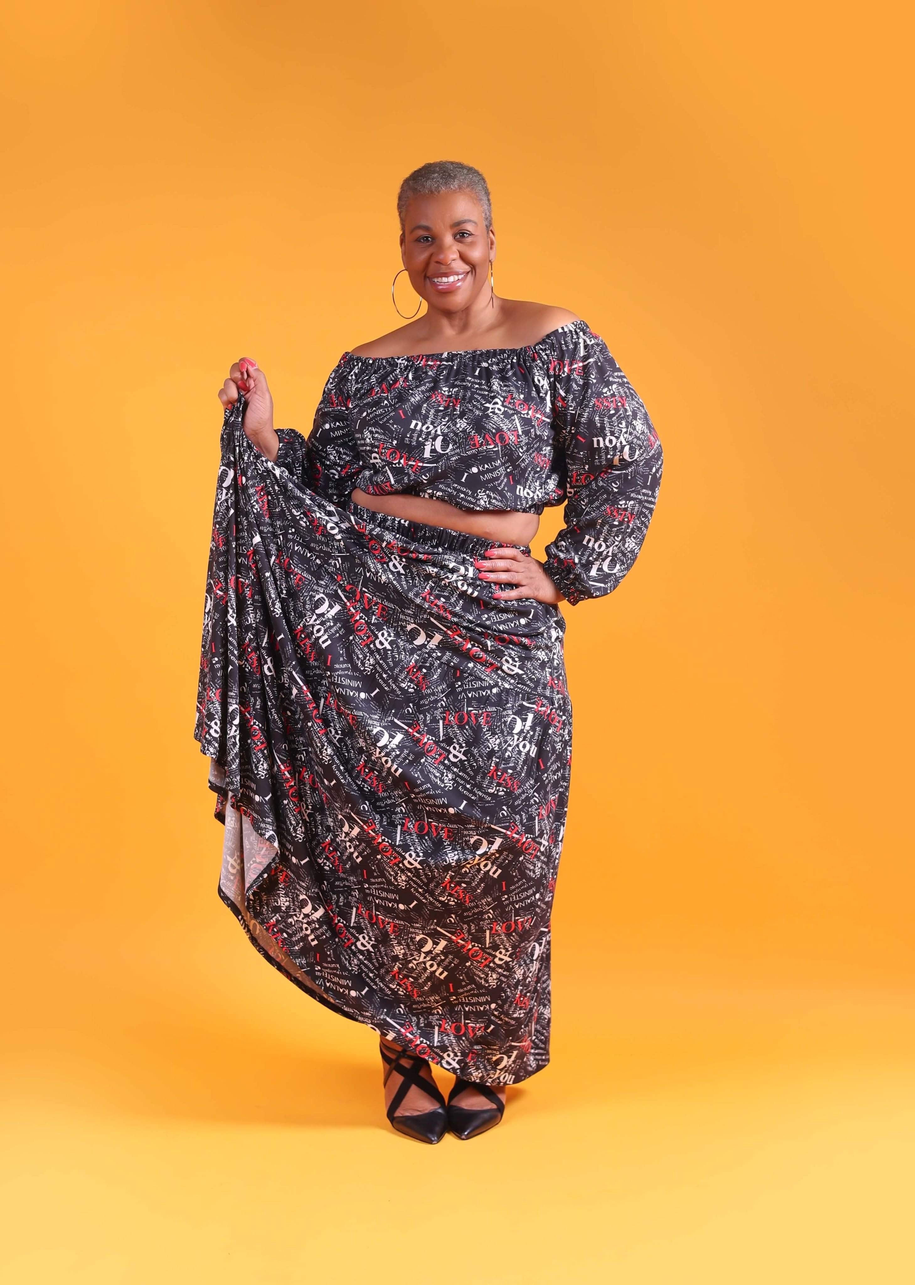 Plus Size Two Piece Skirt Set